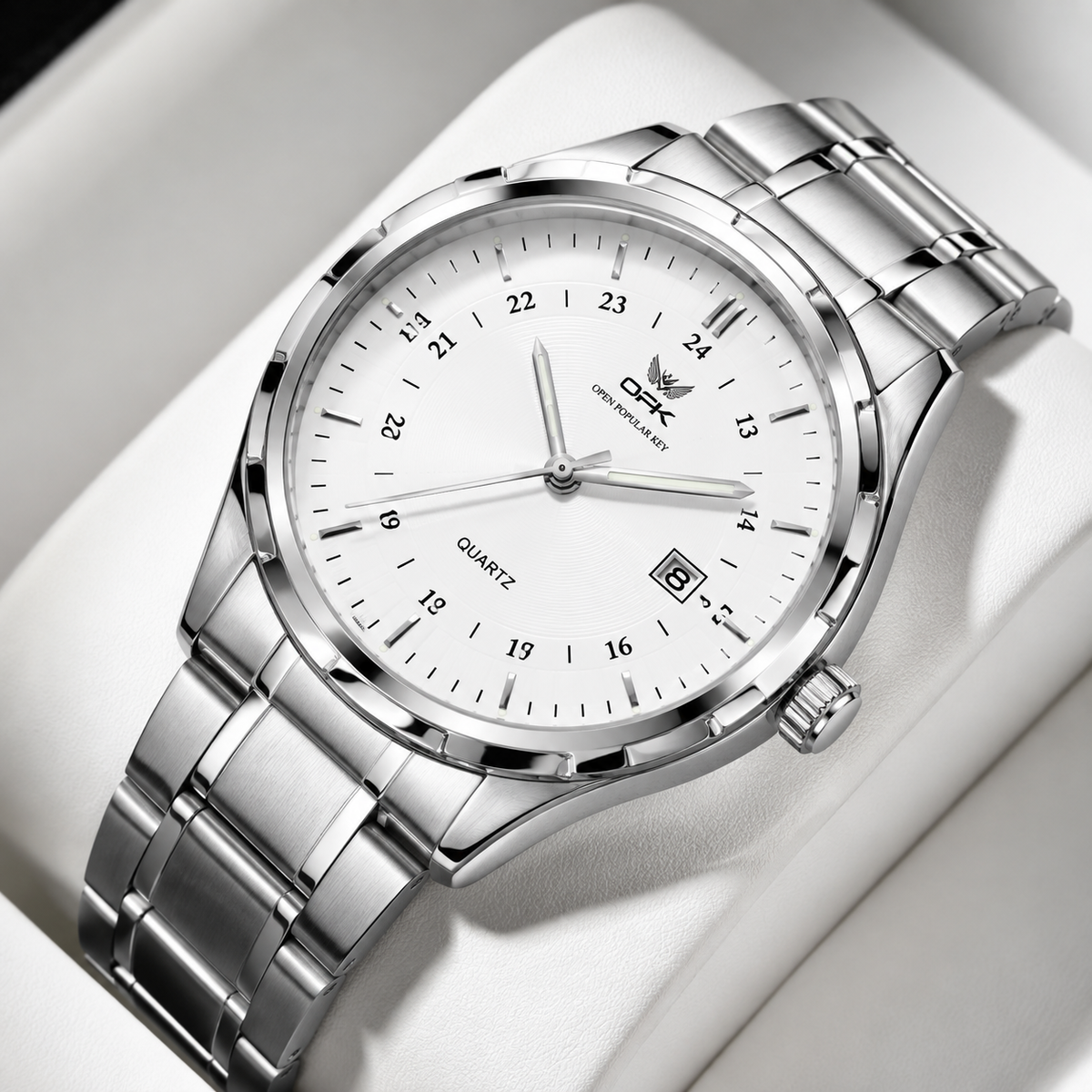 Montre Homme Quartz – Acier & Double Calendrier