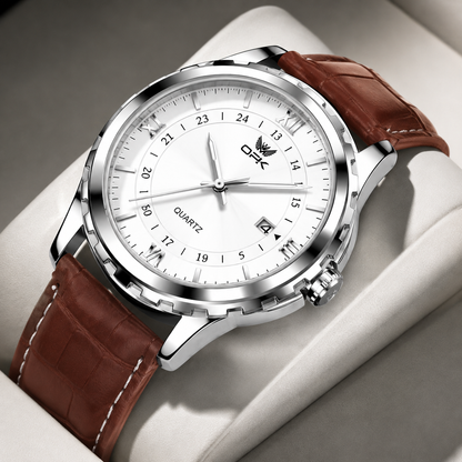 Montre Homme Quartz – Acier & Double Calendrier