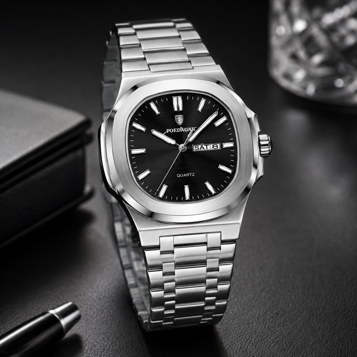 Montre Homme Carrée Militaire – Acier Inoxydable