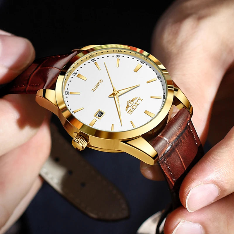 Montre Homme Chronographe avec Bracelet en Cuir