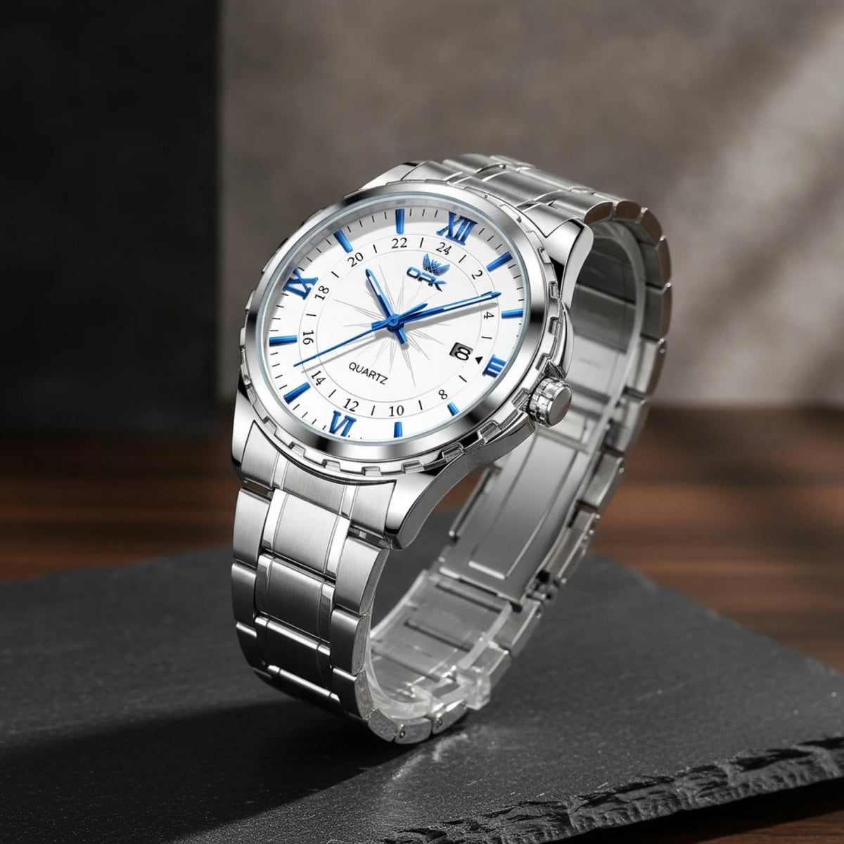 Montre Homme Acier Quartz Double Calendrier