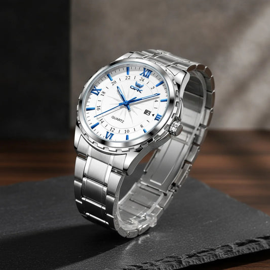 Montre Homme Acier Quartz Double Calendrier