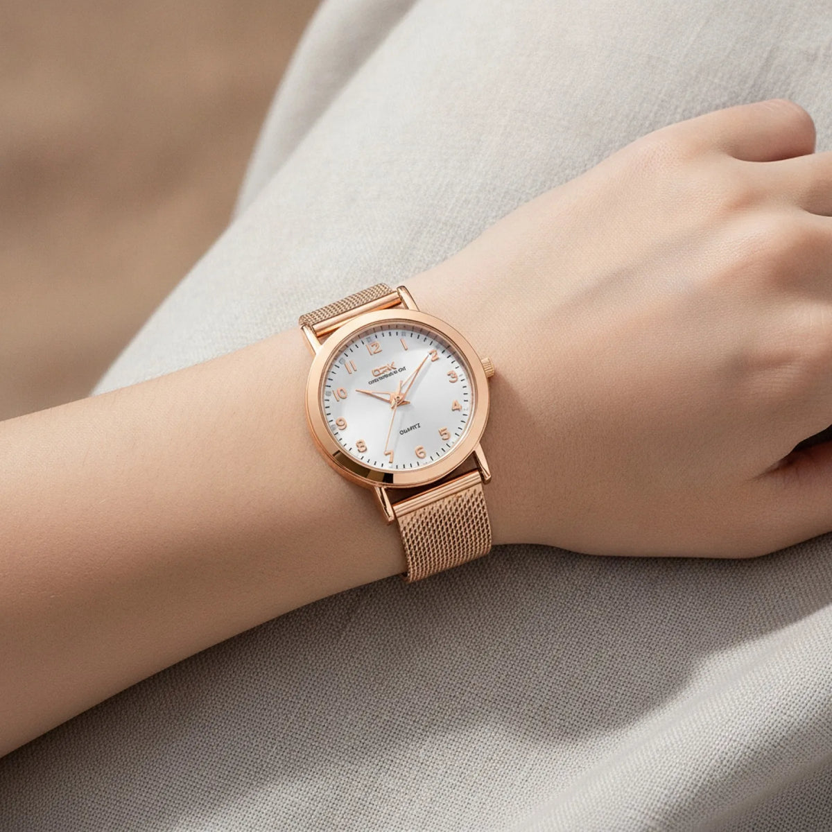 Montre OPK 8115 Femme Acier Maille Or Rose Étanche