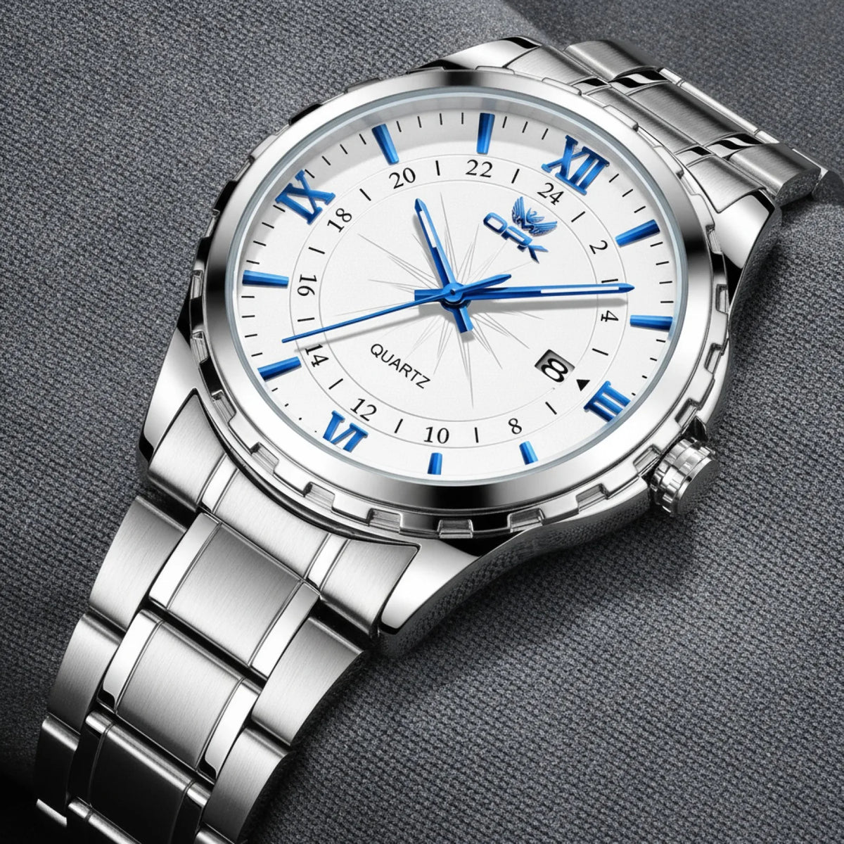 Montre Homme Acier Quartz Double Calendrier