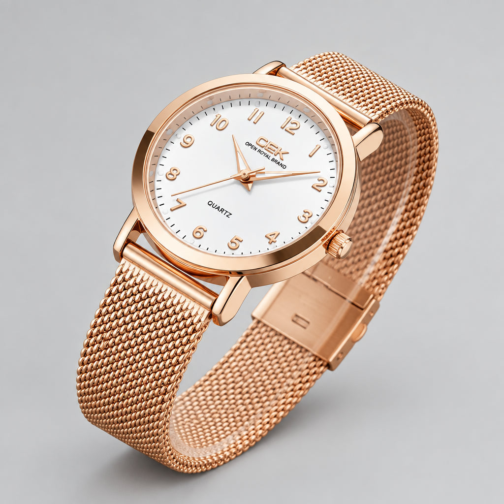 Montre Femme en Acier – Bracelet en Maille