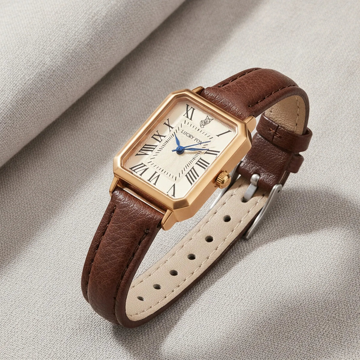 Montre Carrée Rétro Cuir Femme