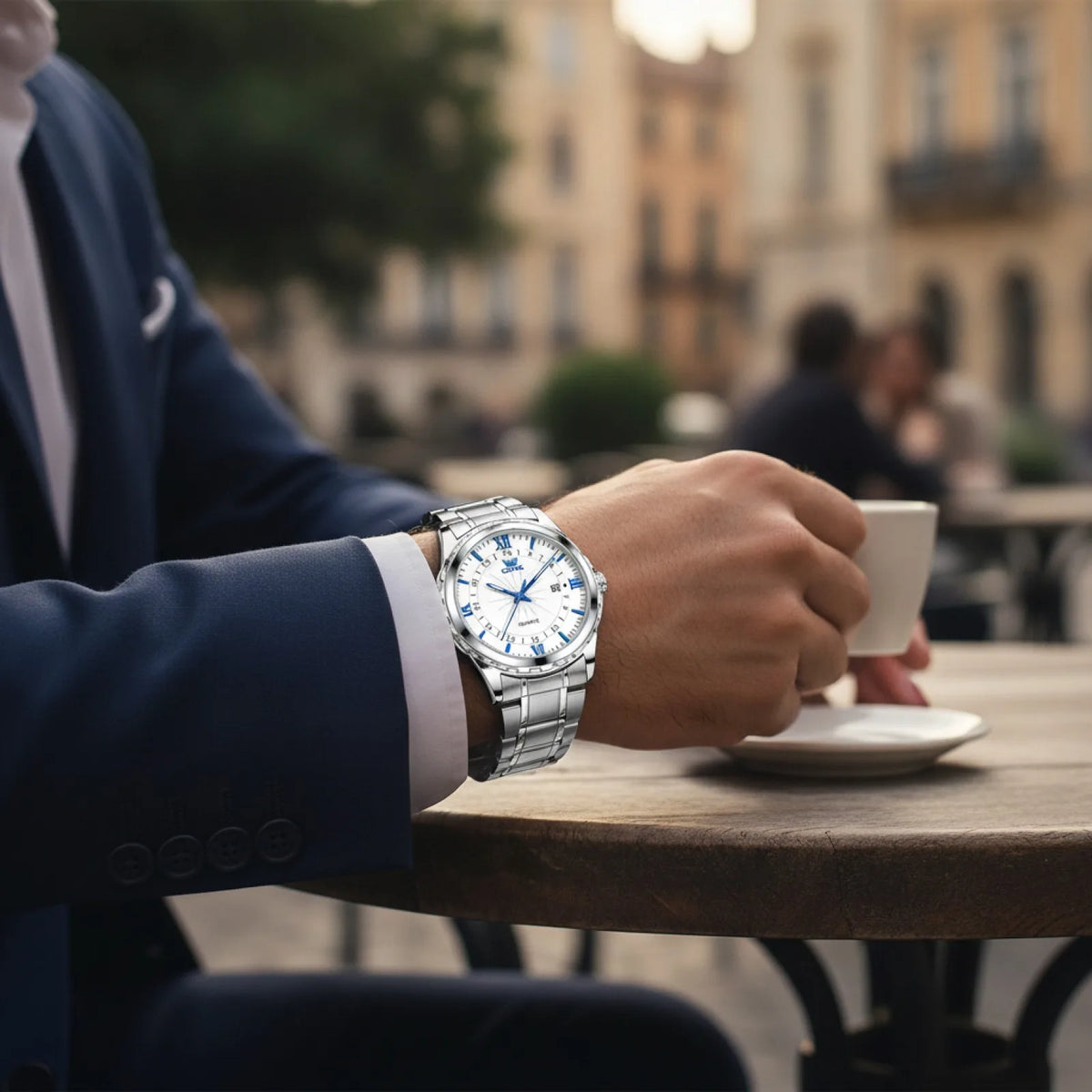Montre Homme Acier Quartz Double Calendrier