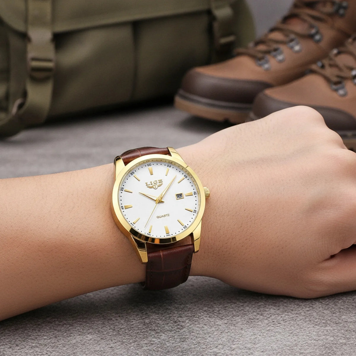 Montre Homme Chronographe avec Bracelet en Cuir